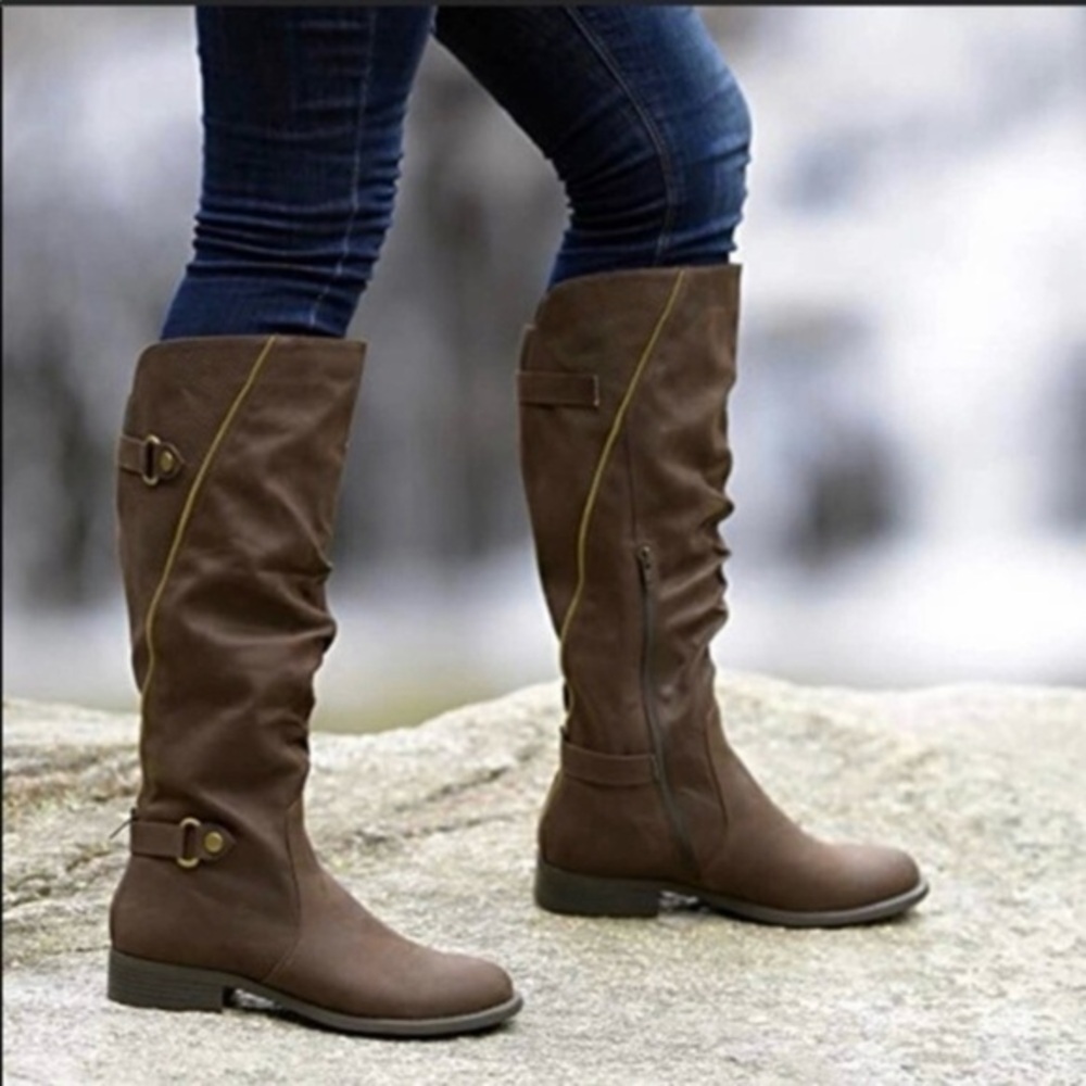 White Mountain Leto Riding Boots Brown Slouchy Knee High NWT 6.5